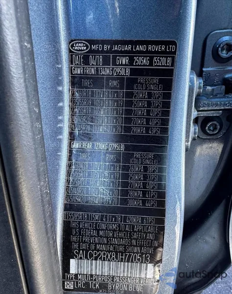 2018 Land Rover Discovery Sport Se z USA, uszkodzony, nr VIN SALCP2RX8JH770513